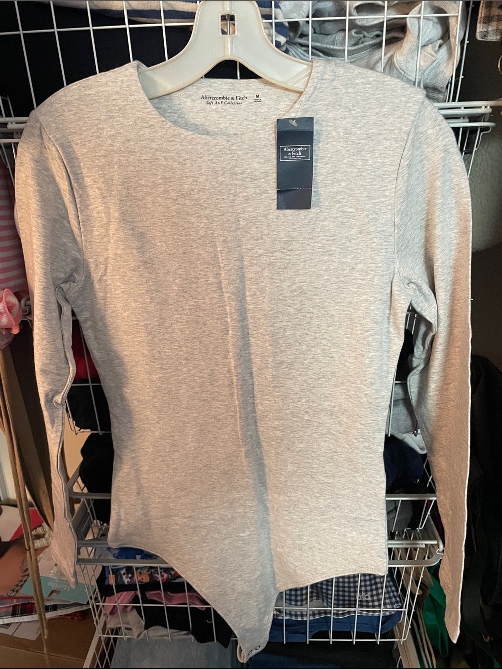 Abercrombie & Fitch Soft A&F Heather Gray Long-Sleeve Bodysuit